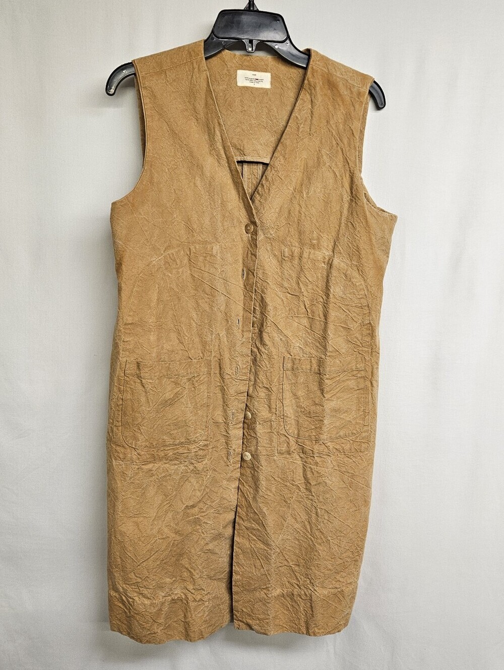 Dosa 100% Organic Cotton Sleeveless Vest Dress Tunuc Tan Crinkle Size 3 Med Boho